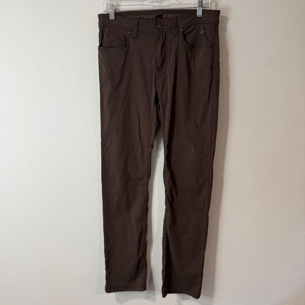 Prana Mens Brion Slim Fit Pants 30x32 Brown Stretch Outdoor Hiking Chino